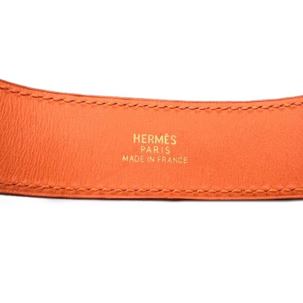 ❌SOLD❌Hermès Artemis Orange Leather Gold Buckle Bracelet w/COA: All Sales Final - Picture 3 of 6